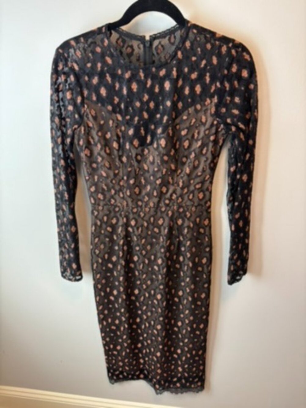 Dress the Population Black Lace Leopard Bodycon Dress XS